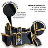 Martial Arts Shin Guards for Kickboxing, Muay Thai, MMA, and Sparring - Durable PU Leather with High-Density Padding - Adjustable Straps for Men, Women, Youth, Gold, L/XL view 2