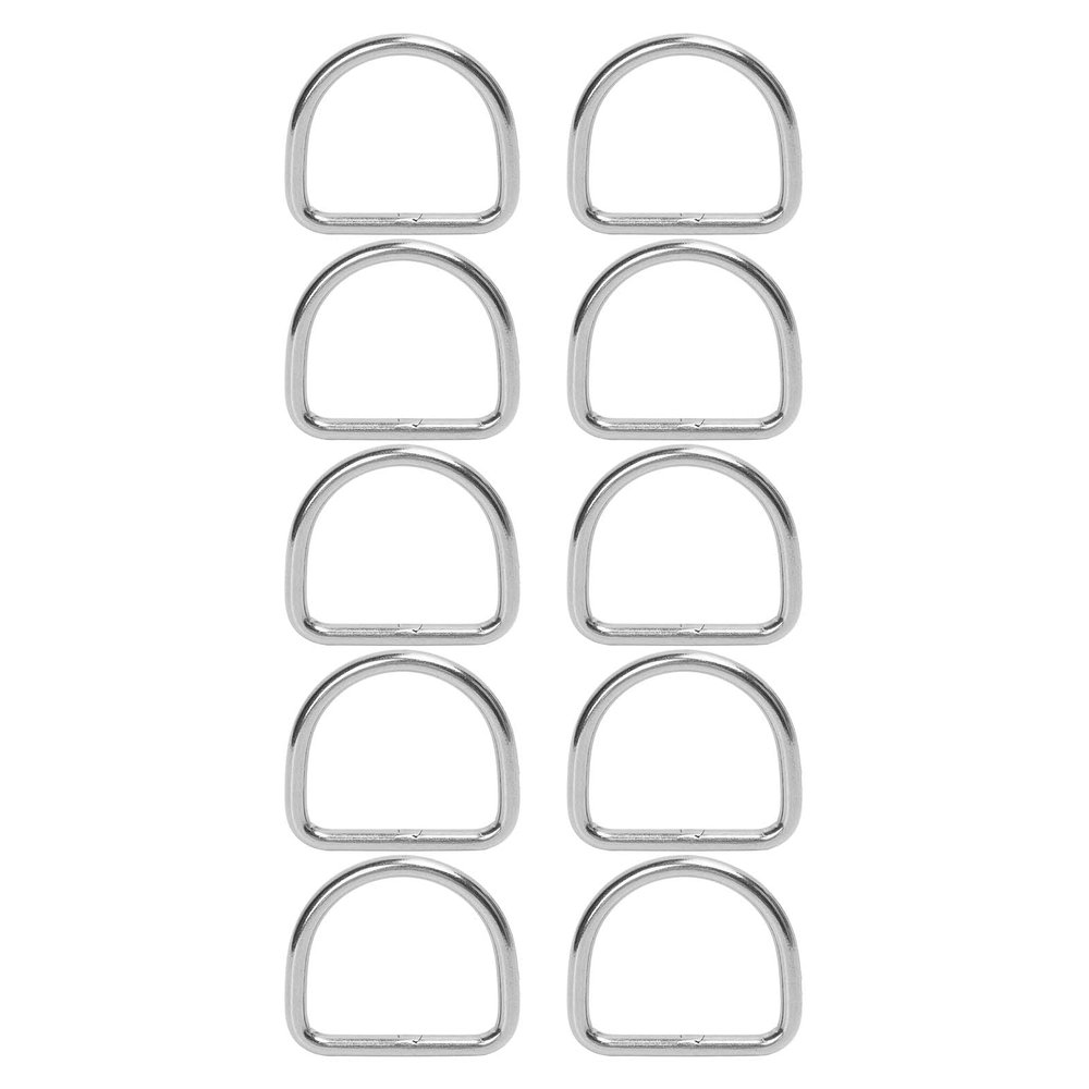 10 PCS 316 Stainless Steel D Ring, Seamless Welded Hardware D Buckle Ring Marine D Buckle Ring Strength and Durability for Marine Industrial Applications (50 * 47 * 6MM)