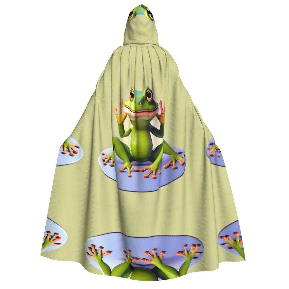 SamLng The funny frog doing yoga Adult Hooded Cloak  Perfect for Cosplay, Christmas, Halloween, Easter, Carnival, Party, Stage Costumes