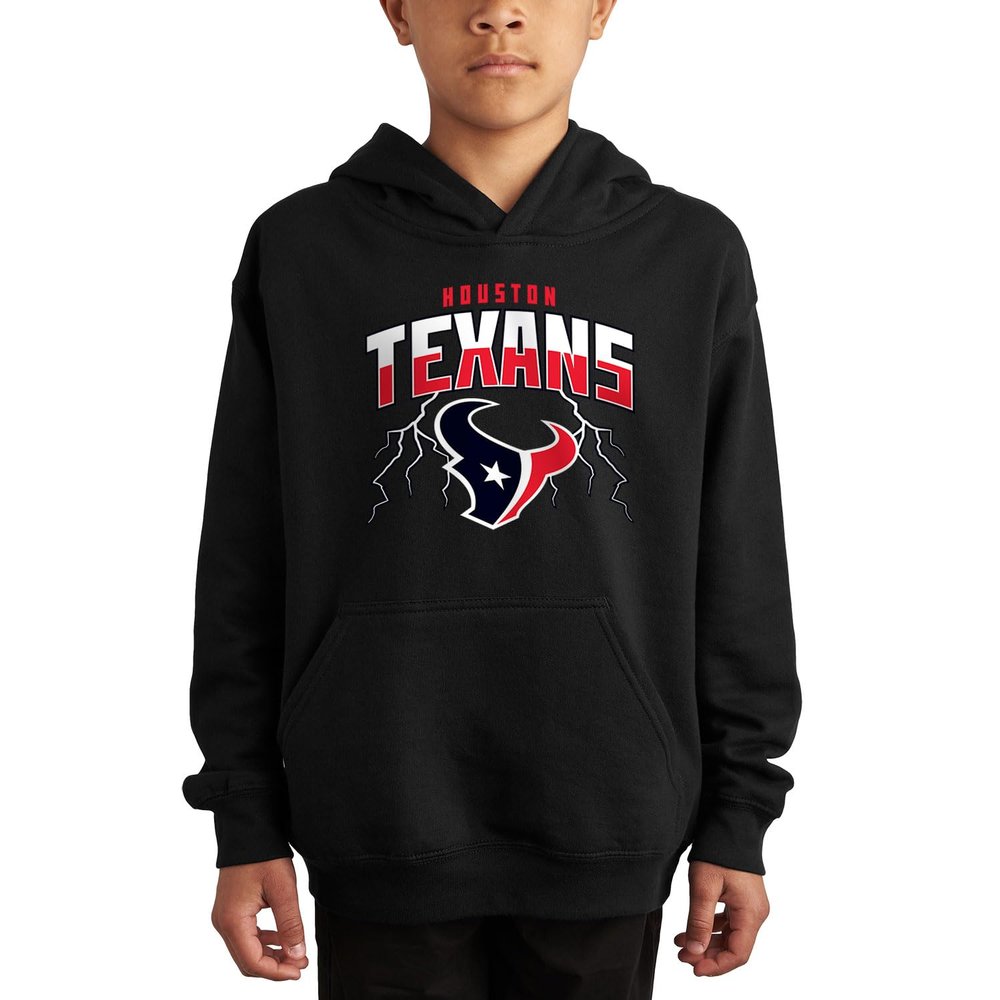 Junk Food NFL - Houston Texans - Lightning - Officially Licensed Youth Pullover Fleece Hoodie for Boys and Girls