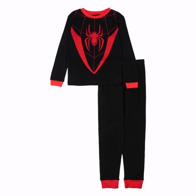 Spiderman Boys' 2-Piece Snug-fit Cotton Holiday Pajama Set, Soft & Cute for Kids, MILES UNIFORM, 4