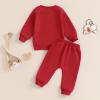 Toddler Baby Boy Girl Football Outfit SUNDAY CHIEFS Long Sleeve Sweatshirt Jogger Pants Set 2pcs Fall Winter Clothes (Red2, 0-6 Months) view 2