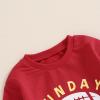 Toddler Baby Boy Girl Football Outfit SUNDAY CHIEFS Long Sleeve Sweatshirt Jogger Pants Set 2pcs Fall Winter Clothes (Red2, 0-6 Months) view 3