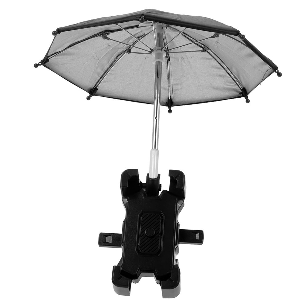 AUTSUPPL 1set Sturdy Mini Bike Phone Holders Detachable Umbrella for Protection Easy to Install for Biking and Navigation Black