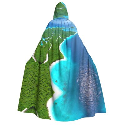 SamLng An island in the ocean Adult Hooded Cloak  Perfect for Cosplay, Christmas, Halloween, Easter, Carnival, Party, Stage Costumes