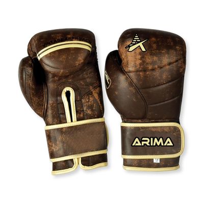 Arima Vintage Leather Boxing Gloves - Real Cowhide, Adjustable Wrist Strap - Ideal for Boxing, Kickboxing, Muay Thai & Fitness Training - 14 oz.