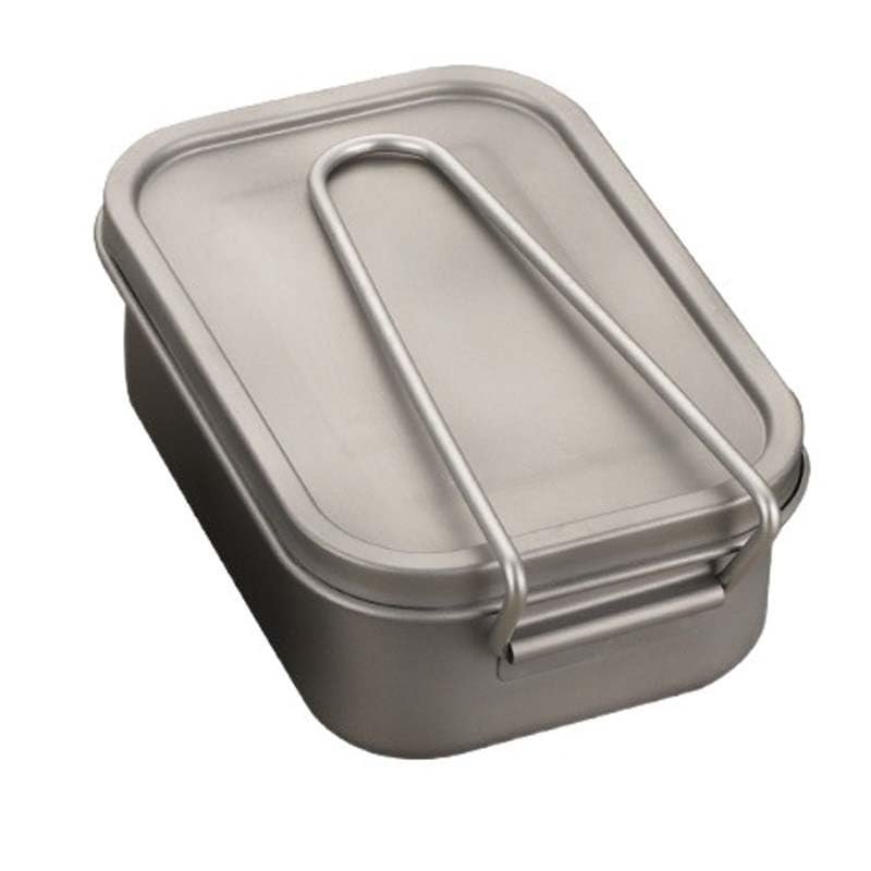 IGRIXLSD Lunch Box 800ML, Outdoor Pure Titanium Square Sealed Folding Bento Box, Suitable For Outdoor Camping