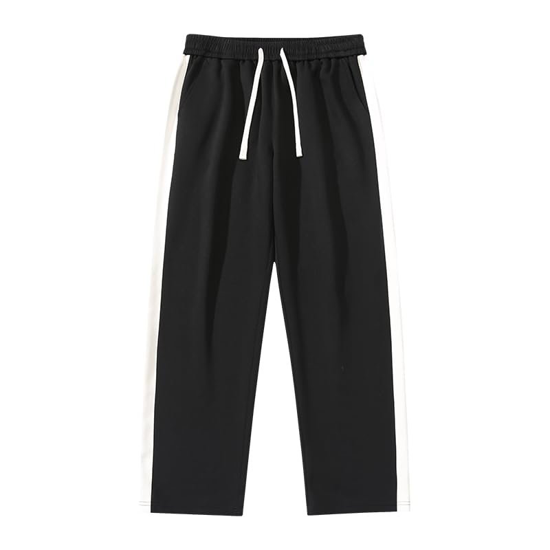 PERFORMANCE ACTIVEWEAR PENGYU TENGFEI Men's Casual Striped Loose Pants (US, Alpha, 5X-Large, Regular, Regular, Black)
