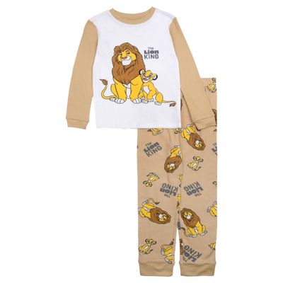Disney boys 2-piece Snug-fit Cotton Holiday Pajama Set, Soft & Cute for Kids, SIMBA MUFASA, 8