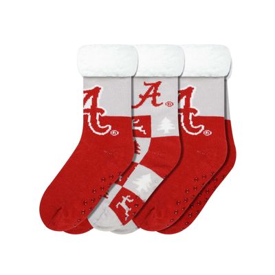 FOCO Alabama Crimson Tide NCAA Womens Fan Footy 3 Pack Slipper Socks