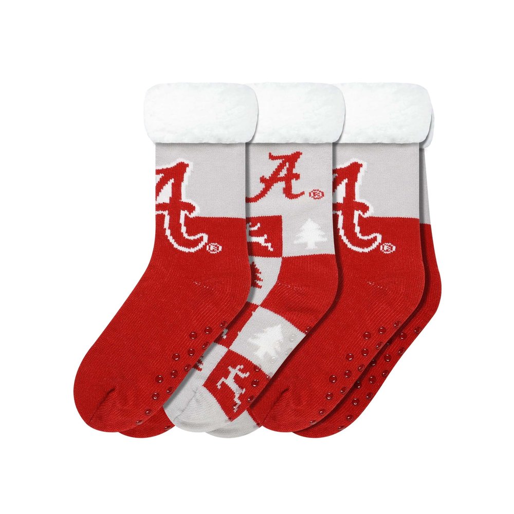 FOCO Alabama Crimson Tide NCAA Womens Fan Footy 3 Pack Slipper Socks