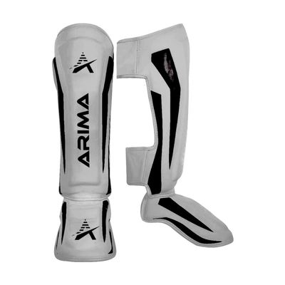 Martial Arts Shin Guards for Kickboxing, Muay Thai, MMA, and Sparring - Durable PU Leather with High-Density Padding - Adjustable Straps for Men, Women, Youth, Gray, L/XL