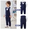 Billion Xin Baby Boys Gentleman Suits 4 PCS Kids Formal Wedding Tuxedo Outfits Long Sleeve Shirt with Bow Tie+Vest+Pants Set White and Black view 2