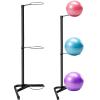 Blulu Yoga Ball Holder Stability Ball Rack Vertical Exercise Ball Stand Gym Ball Storage with Tubular Steel Frame for Home Commercial Gym Studios, Holds 3 Stability Balls view 1