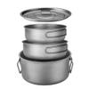BY-J Titanium Camping Cookware Set-2200ml+1200ml+700ml Titanium Pot with Lid and Foldable Handle, Compact Backpacking and Travel Kitchenware for Camping, Hiking and Fishing (3 Piece-Set) view 1