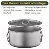 BY-J Titanium Camping Cookware Set-2200ml+1200ml+700ml Titanium Pot with Lid and Foldable Handle, Compact Backpacking and Travel Kitchenware for Camping, Hiking and Fishing (3 Piece-Set) view 2