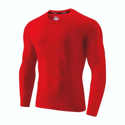 USKOY Men's Rash Guard Long Sleeve UPF 50+ Sun Protection Quick Dry Swim Shirt with Compression Fit for BJJ, Surfing & Gym Training Red Medium