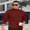 KUYIGO Men's Long-Sleeved Bottoming Knit Tops Slim fit for Fall and Winter with Large Size Tops Wine Red view 2