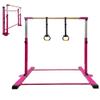 JC-ATHLETICS Gymnastics Bar for Kids Girls Ages 3-15 with Ring for Home Indoor Training Equipment- Steady Steel Construction, Anti-Slip, Easy to Assemble, 3' to 5' Adjustable Height view 1