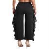 JIZYO Women's Latin Dance Pants Ruffle Draped Trousers for Ballroom Rumba Chacha Tango Salsa Dance Practice Pants Black X-Large view 2