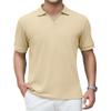 Alex Vando Men's Knit Polo Shirts V Neck Casual Short Sleeve Regular Fit Jacquard Golf Polo Shirts for Men,Khaki,M view 1