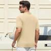 Alex Vando Men's Knit Polo Shirts V Neck Casual Short Sleeve Regular Fit Jacquard Golf Polo Shirts for Men,Khaki,M view 3