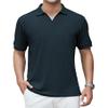 Alex Vando Men's Knit Polo Shirts V Neck Casual Short Sleeve Regular Fit Jacquard Golf Polo Shirts for Men,Navy,S view 1