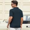 Alex Vando Men's Knit Polo Shirts V Neck Casual Short Sleeve Regular Fit Jacquard Golf Polo Shirts for Men,Navy,S view 3