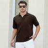 Alex Vando Men's Knit Polo Shirts V Neck Casual Short Sleeve Regular Fit Jacquard Golf Polo Shirts for Men,Brown,L view 2