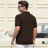 Alex Vando Men's Knit Polo Shirts V Neck Casual Short Sleeve Regular Fit Jacquard Golf Polo Shirts for Men,Brown,L view 3