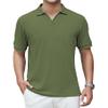 Alex Vando Men's Knit Polo Shirts V Neck Casual Short Sleeve Regular Fit Jacquard Golf Polo Shirts for Men,Army,XXL view 1