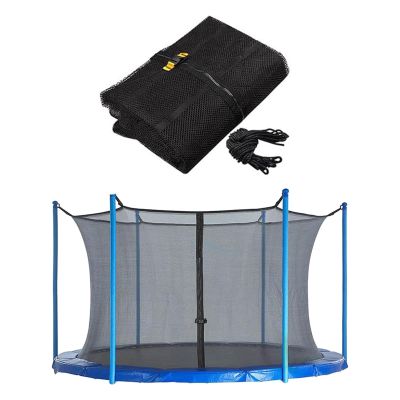 FSDIYU Trampoline Safety Net Replacement, Trampoline Enclosure Surround Netting, UV Resistant Tear Resistant, for 6 8 10 12 14 15 16 FT Round Frame Trampoline 6/8/12 Pole, 12 FT - 6 Poles,Black