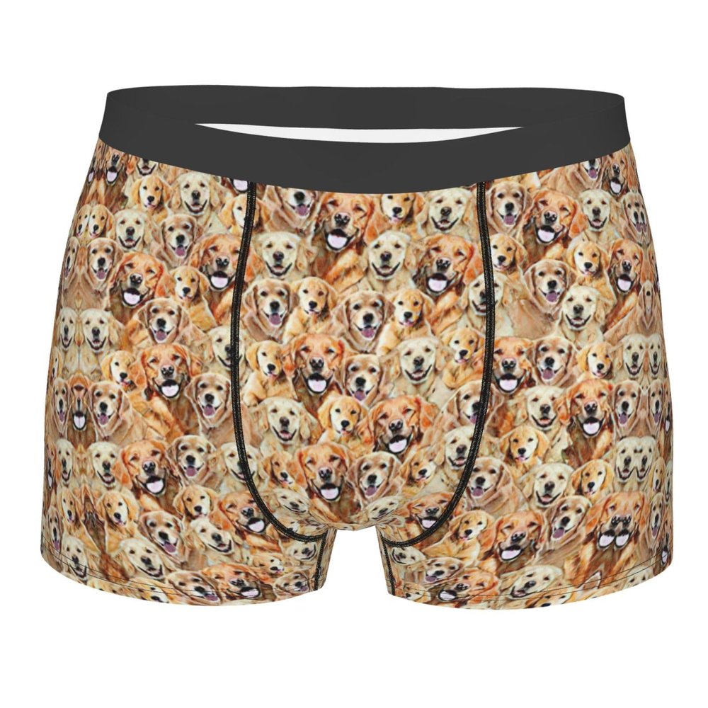 WANGXUEE labrador retriever Dogs Print Men's Sexy Underwear Classical Boxer Briefs Stretch Support Trunks Black