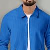 Men's Waffle 2 Piece Tracksuit Set Long Sleeve Full Zip Athletic Jogging Suit Sets Solid Color Casual Track Suits (Blue,Large) view 2