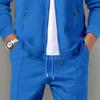 Men's Waffle 2 Piece Tracksuit Set Long Sleeve Full Zip Athletic Jogging Suit Sets Solid Color Casual Track Suits (Blue,Large) view 3