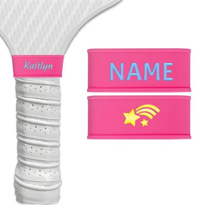 2 Pcs Personalized Pickleball Paddle Grip Name Bands, Silicone Ring Grip Bands for Secures Pickleball Grip Tape, Custom Pickleball Accessories Gifts for Pickleball Lovers, Never Lose Your Paddle Again