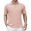 Alex Vando Men's Knit Polo Shirts V Neck Casual Short Sleeve Regular Fit Jacquard Golf Polo Shirts for Men,Pink,XL view 1