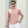 Alex Vando Men's Knit Polo Shirts V Neck Casual Short Sleeve Regular Fit Jacquard Golf Polo Shirts for Men,Pink,XL view 2