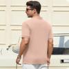 Alex Vando Men's Knit Polo Shirts V Neck Casual Short Sleeve Regular Fit Jacquard Golf Polo Shirts for Men,Pink,XL view 3