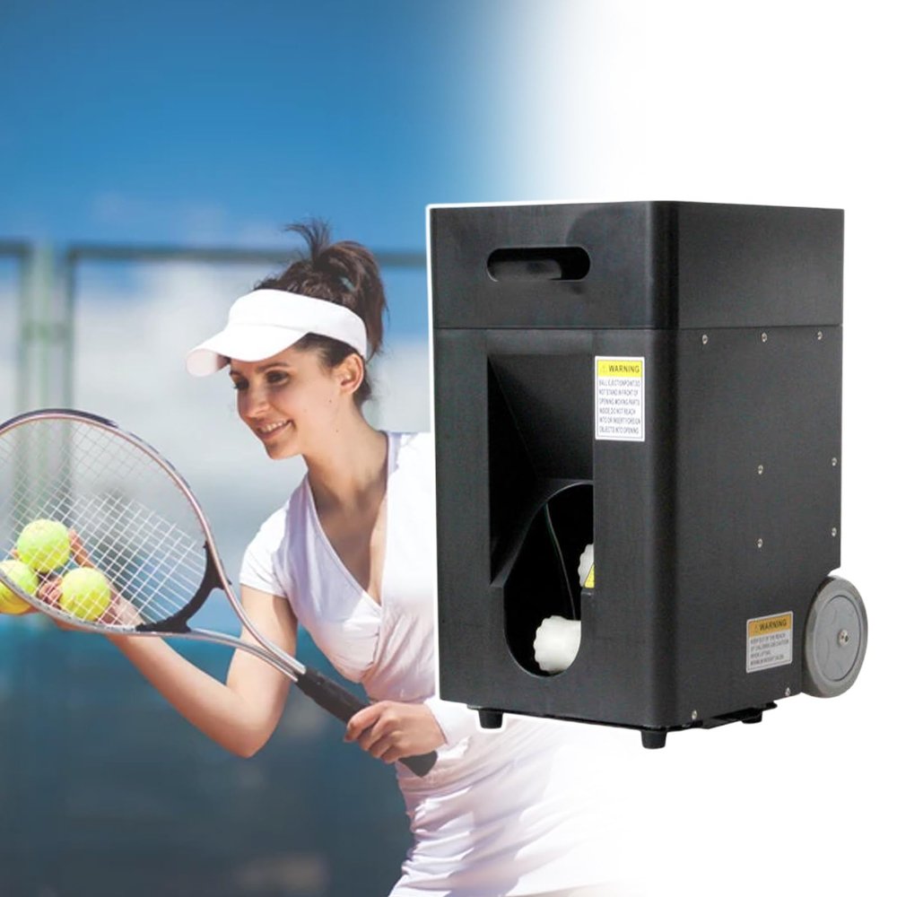 HCAUYNN Movable Tennis Ball Machine, Automatic Tennis Ball Return Machines 20-70 Adjustable Launch Angle,50-Ball Tennis Ball Feeder
