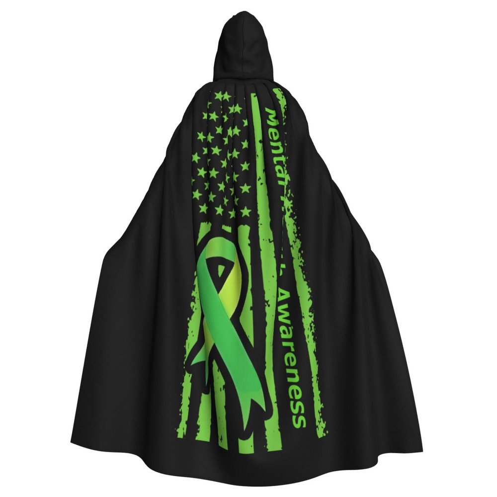 Juiimr Mental Health Awareness Month Long Hooded Cape Cloak For Halloween Carnival Theme Party Cosplay Costume Decor