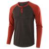 Mens Henley Long Sleeve Raglan T-Shirt Fashion Button Cotton Fall Shirt Casual Lightweight Crew Neck Shirts (X-Large,Brown 1) view 1