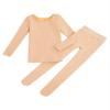 Huimingda Kids Girls 2Pcs Thermal Underwear Long Sleeve Fleece-Lined Shirt and Long Johns Warm Undergarments A Nude 11-12 Years view 4