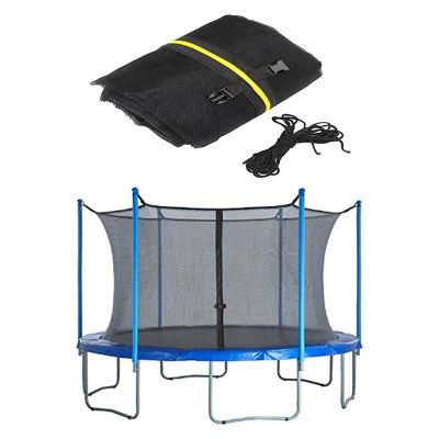 FSDIYU Trampoline Safety Net Replacement, for 6 8 10 12 14 15 16 FT Round Frame Trampoline, Breathable Weather-Resistant Trampoline Enclosure Surround Netting, 16 FT - 12 Poles,Black