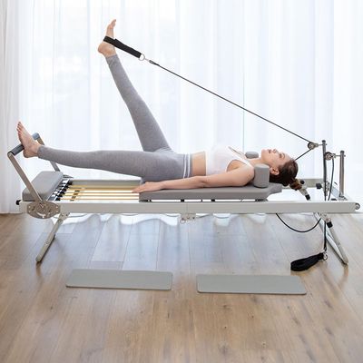 vhdurike Pilates Reformer for Home Workout, Foldable Reformer Pilates Machine with Spring, Adjustable Pilates Exercise Equipment for Intermediate and Beginners Users