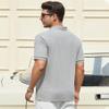 Alex Vando Men's Knit Polo Shirts V Neck Casual Short Sleeve Regular Fit Jacquard Golf Polo Shirts for Men,Grey,M view 3