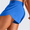 CRZ YOGA High Waisted Dolphin Athletic Running Shorts for Women 3" High Split Comfy Mesh Liner for Gym Workout Track Sparkle Blue Large view 4