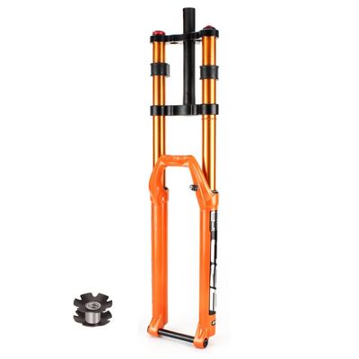 LPYDWZ Aluminum Alloy Mountain Air Fork 27.5/29 Inch, Double Shoulder Bike Suspension DH Downhill Forks 1-1/8" Straight Tube Travel 150mm(Orange,26 inch)