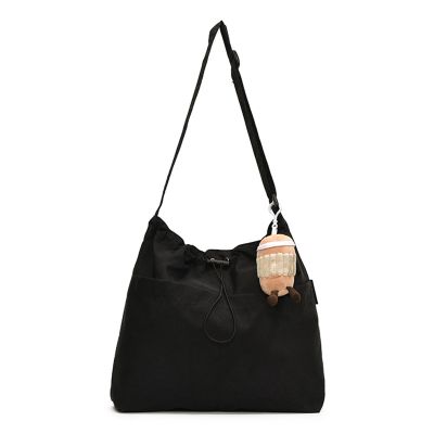 Gowcxn Ultra-Light Casual Large Capacity Messenger Bag With Pendant, Multiple Pockets Adjustable Messenger Bag For Women (Black)