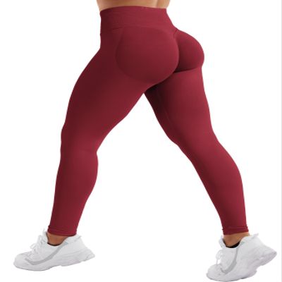 YEOREO SoftHue Workout Leggings for Women Hidden Scrunch No Front Seam Seamless Mid Waist Tummy Control 25" Impact Yoga Pants Scarlett Red-M